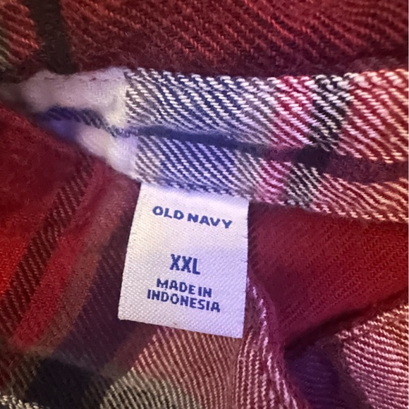 Old Navy Long Sleeved Flannel Pocket Red White and Blue Plaid XXL button down - Picture 5 of 6